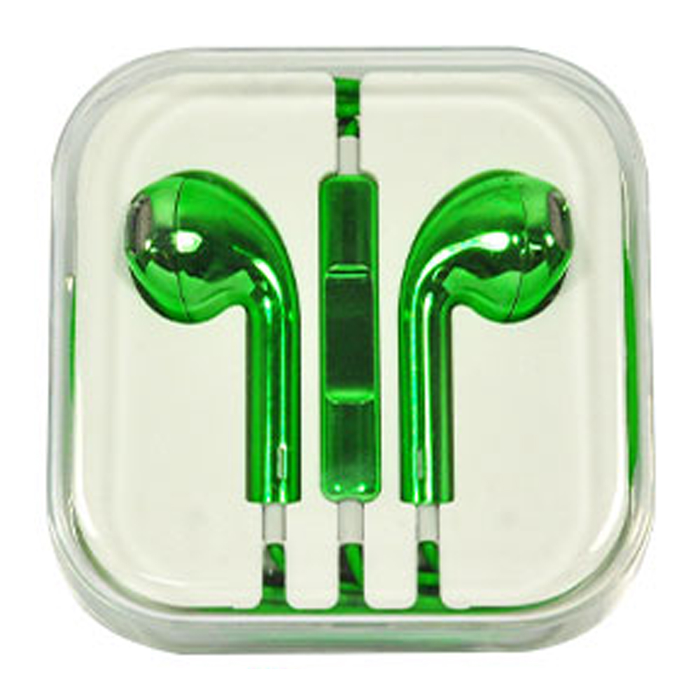 iPhone 5S Style Stereo Earphone Headset with Mic and VoluMe CONTROL (Green)